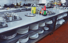 Plates and kitchen utensils